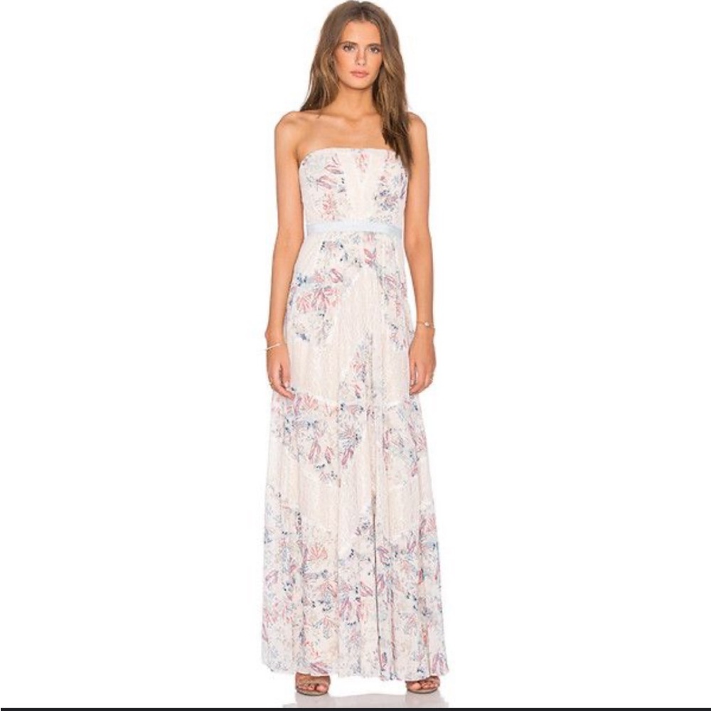 BCBGMaxAzria Maxi Elle DewCombo Strapless Gown